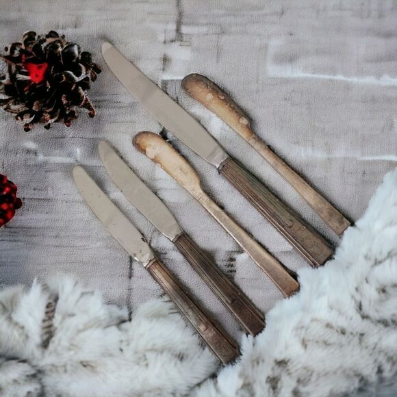 Vintage Sheraton Hotel Flatware Silver Plate Logo Knives Knife Set Of 5 Mixed. - Picture 7 of 15